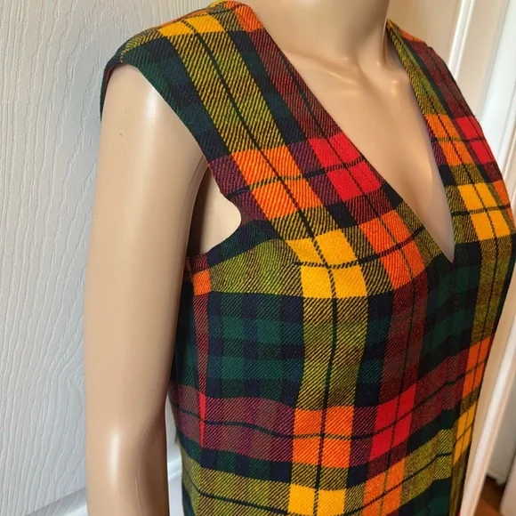 Vintage 1960s Bill Atkinson Glen of Michigan Jr. Retro Style Plaid Lined Dress - Picture 2 of 16